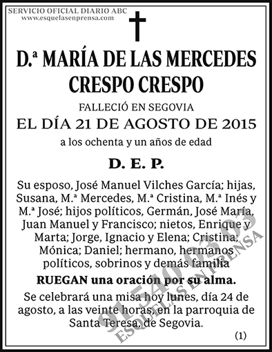 María de las Mercedes Crespo Crespo